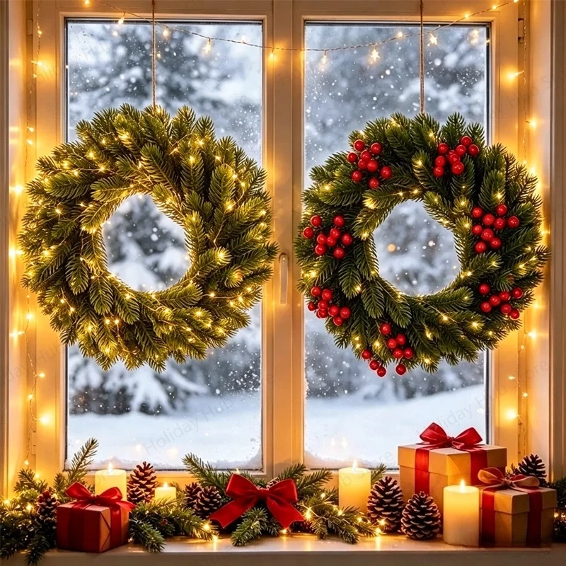 40cm Glowing Artificial Christmas Wreath